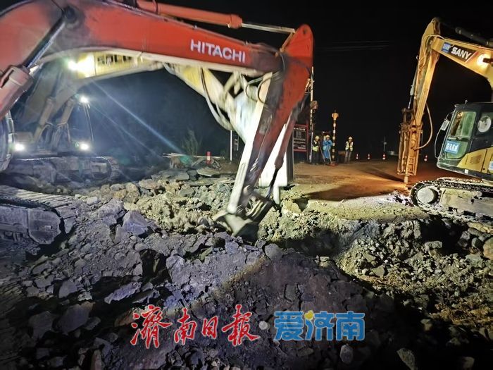 济南港九路工程正加班加点赶工