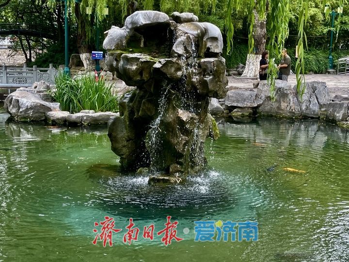 一年四季 泉在济南丨济南五龙潭月牙泉呈现“月牙飞瀑”景观 吸引市民游客打卡