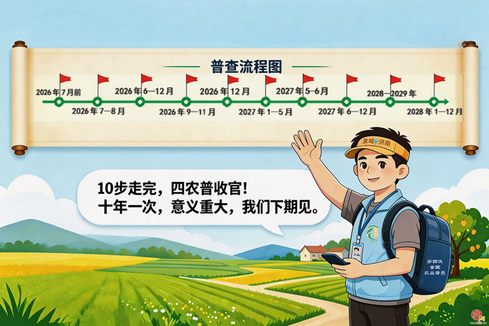 漫画《“济小普”话“四农普”》第4期：普查流程10步走，步步到位不遗漏！