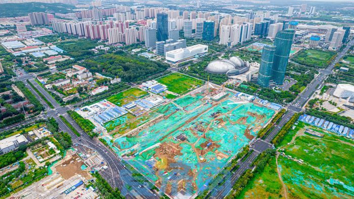 导航已精确定位，航拍直击山东最大第四代万达广场建设现场