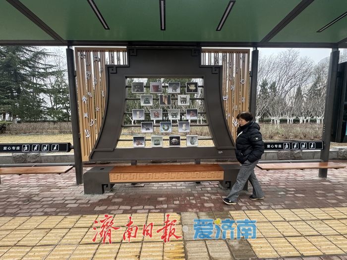 经十路省博公交站牌焕新 文物图文亮相候车站台