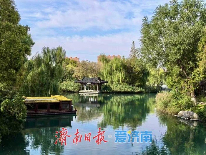 秋染大明湖：天蓝水碧绘就泉城诗意画卷