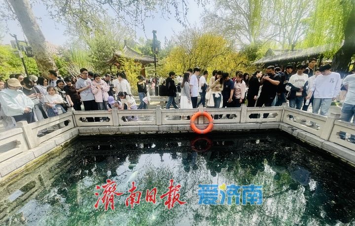 一年四季 泉在济南丨清明假期第二天，趵突泉人气爆棚 三股水景点前游客接踵摩肩