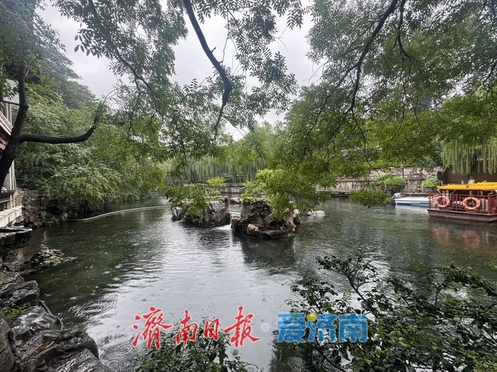 一年四季 泉在济南丨“不是江南胜似江南”，济南护城河畔雨中尽显诗意