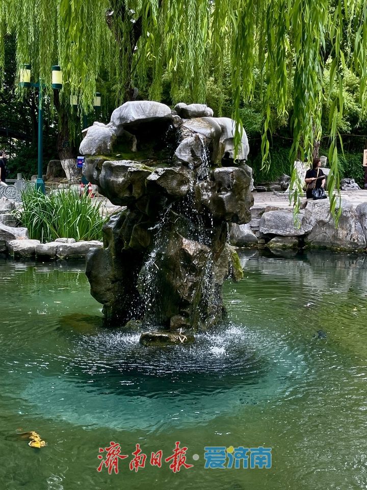 一年四季 泉在济南丨济南五龙潭月牙泉呈现“月牙飞瀑”景观 吸引市民游客打卡
