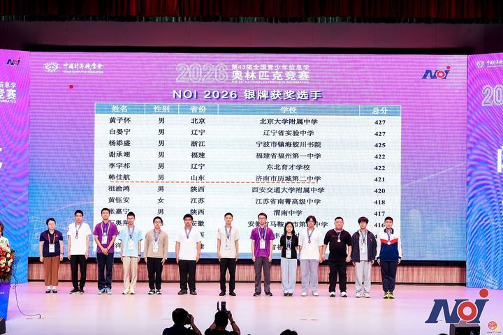 历城二中NOI 2026获一金一银 郝泽睿济南唯一入选国家集训队