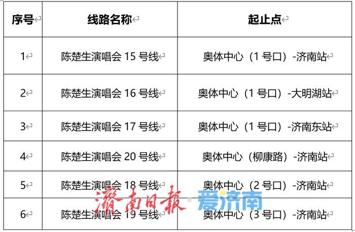 24条公交定制专线，助你相约陈楚生泉城演唱会
