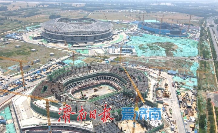 “一场两馆”黄河北岸拔地而起，济南黄河体育中心建设跃马扬鞭