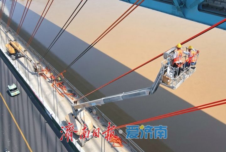 济南黄河大桥老桥斜拉索维修启动