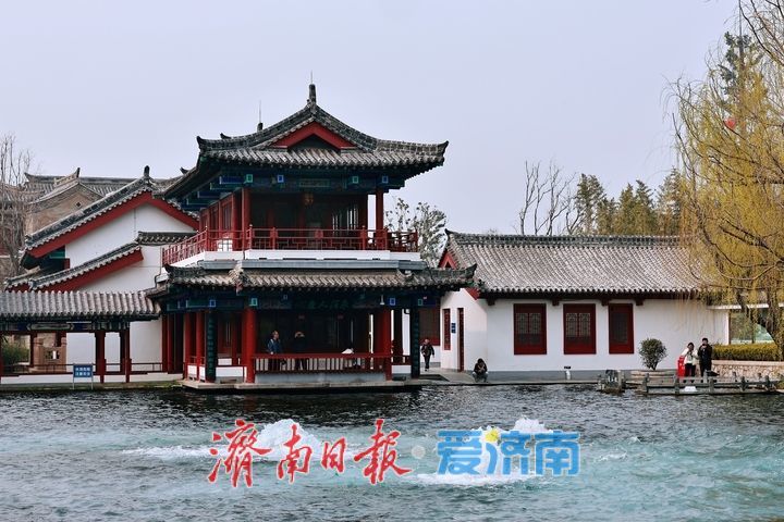 百脉泉公园梅花泉持续喷涌 春日泉景醉游人