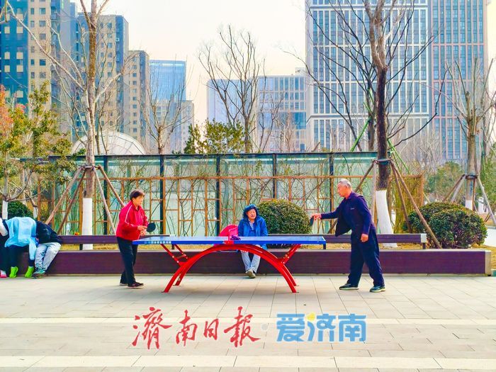 一年四季 泉在济南丨暖阳漫洒正丰路公园 市民乐享冬日午后闲情