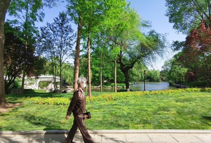 “泉”在济南过五一｜大明湖南岸改造显成效 人在画中游