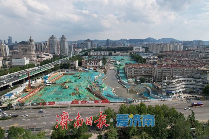 项目强省会｜济南都市圈首家京东MALL进入基坑土方施工，全福河景观提升工程雏形初现