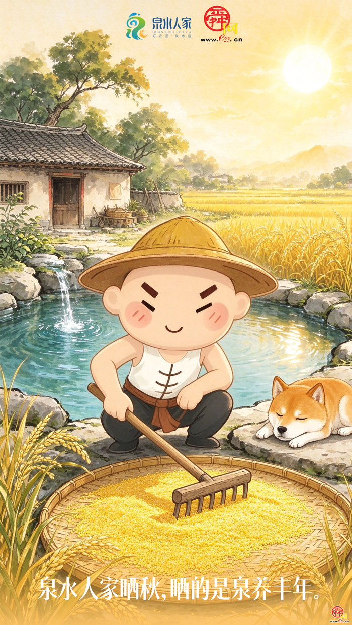 AI创意海报｜中秋，泉水人家晒了一院子的团圆