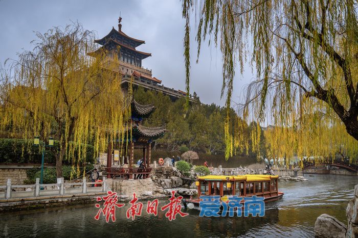 一年四季 泉在济南丨济南黑虎泉冬日云雾润蒸：清泉伴柳，仙境入画