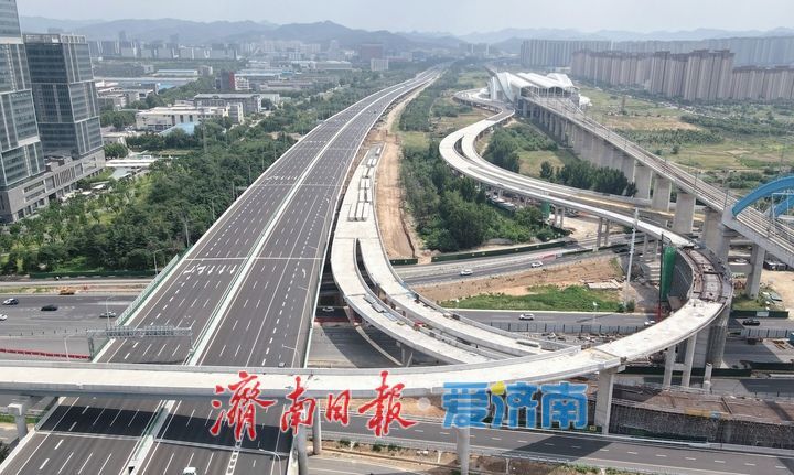 济莱高铁历城站新建匝道即将合龙