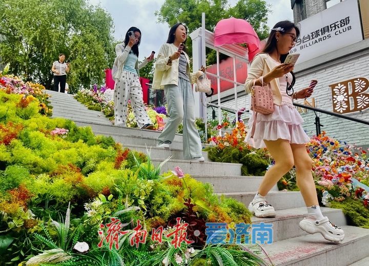闯入现实版莫奈花园！老商埠“花海楼梯”浪漫值拉满