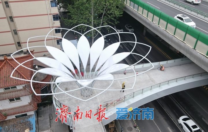 项目强省会｜“玉兰花”装饰造型亮相，二环东路新建过街天桥别具风格