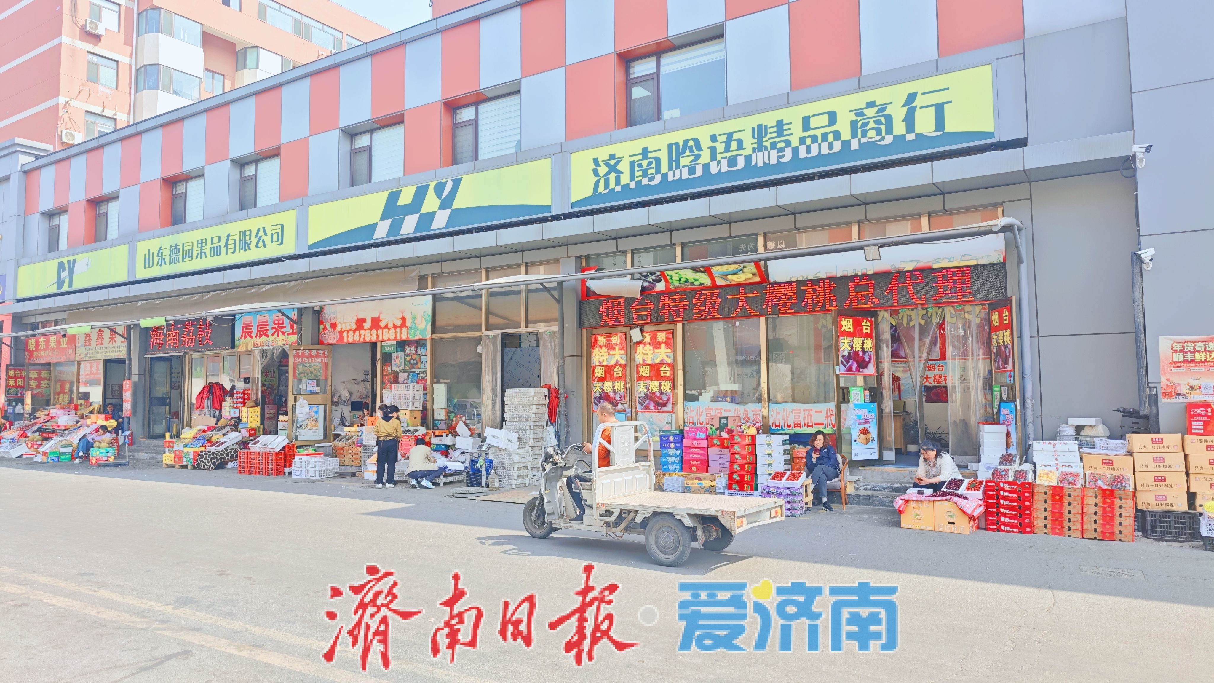 烟台美早樱桃批量上市，济南堤口果品批发市场春果供应进入旺季