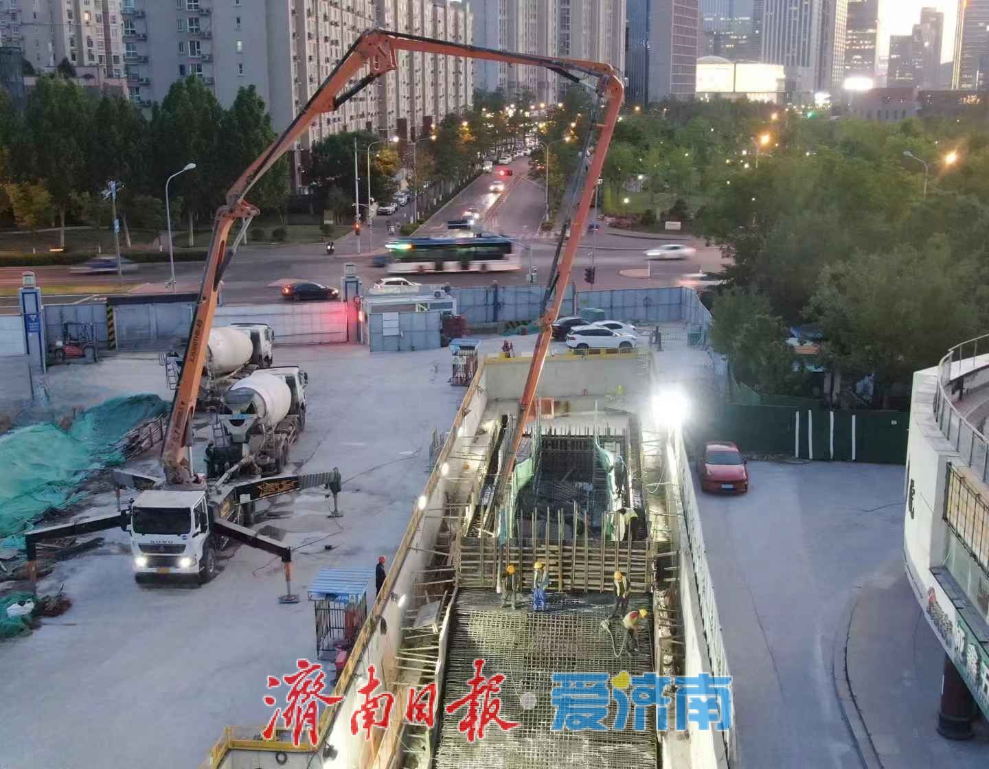 济南轨道交通6号线天泺路站附属结构全部封顶