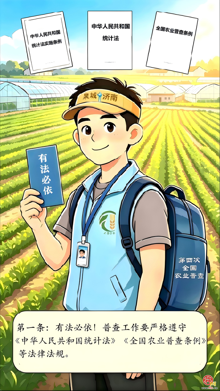 漫画《“济小普”话“四农普”》第5期：依法普查——守住四农普数据质量的生命线
