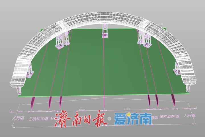 月牙环抱，映照繁华 高新区万达广场人行天桥主桥完成吊装