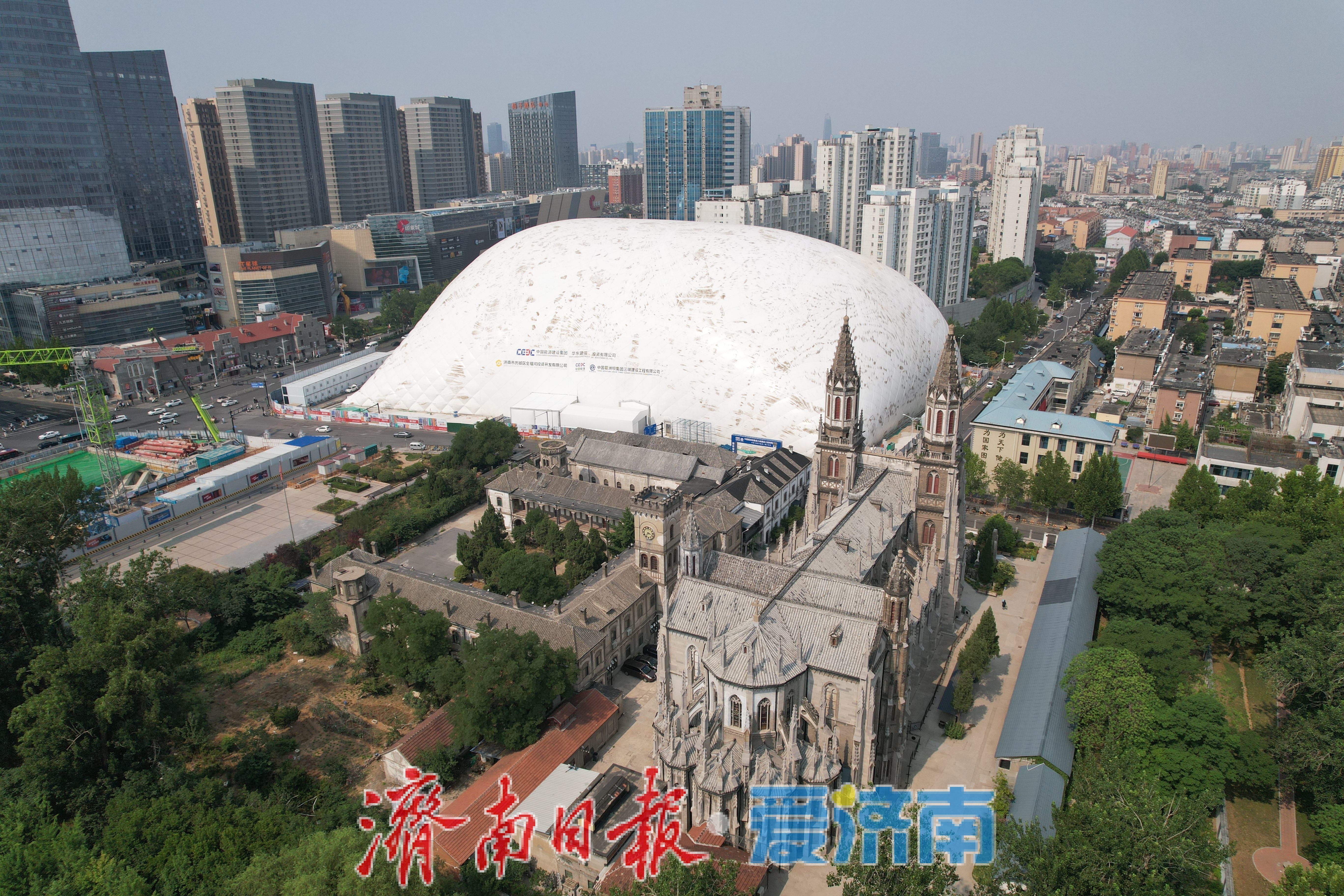 项目强省会｜济南首个气承式气膜基坑亮相“洪楼1905”