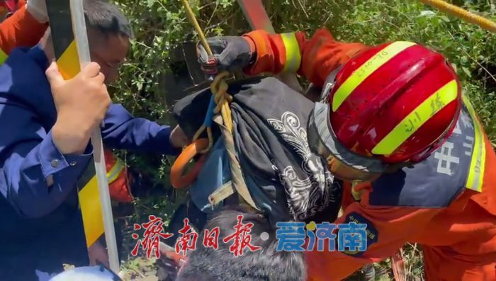 七旬老人不慎跌落十米枯井 消防员下井施救