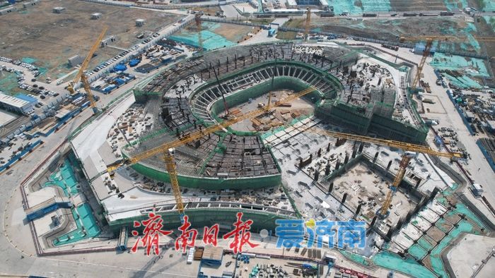 雏形已显！济南黄河体育中心体育馆、游泳馆项目施工正酣