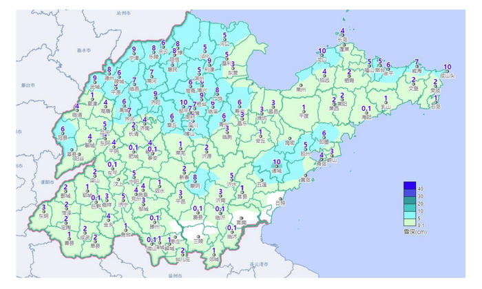 暴雪+寒潮+道路结冰三预警齐发，山东最大积雪深度达10厘米