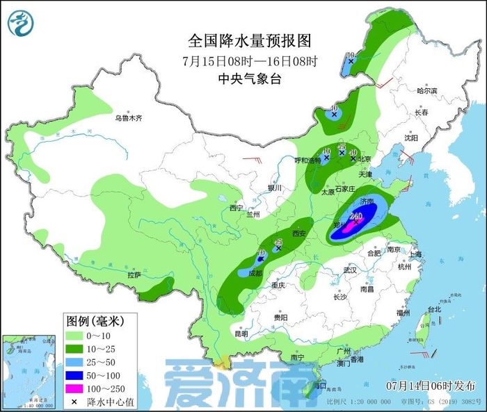 未来一周，济南南部有大到暴雨、局部大暴雨并伴有雷电