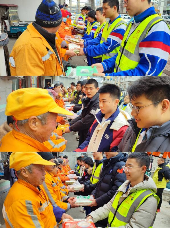 这个元宵节，济南一中学子“暖橙行动”为环卫工人送上元宵