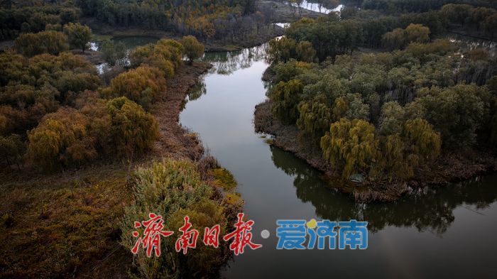 济南玉符河秋日生态日落交织，演绎自然诗意之美