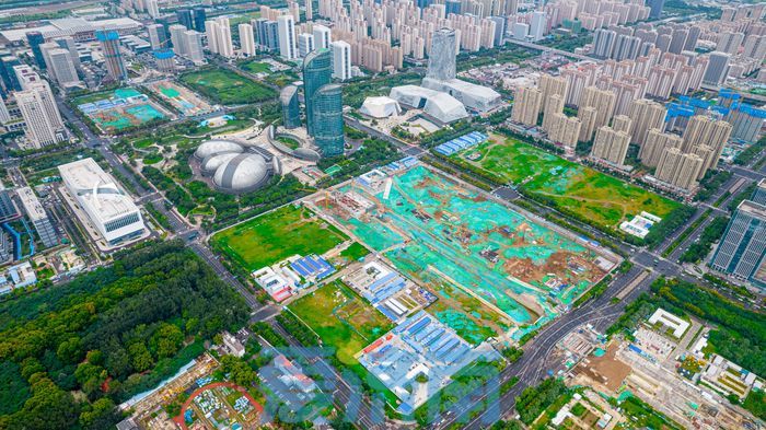 导航已精确定位，航拍直击山东最大第四代万达广场建设现场