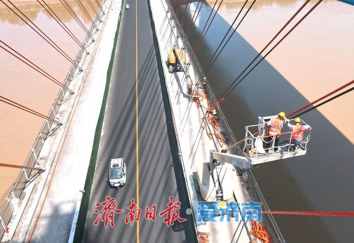济南黄河大桥老桥斜拉索维修启动