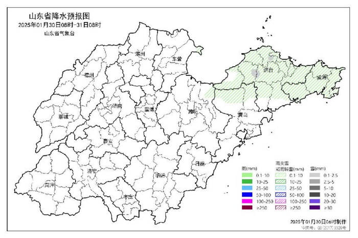 今明两天山东省部分地区有弱雨雪天气，济南气温波动下降