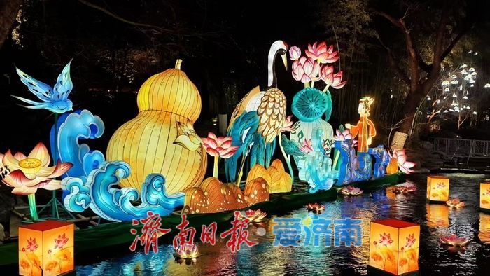 一年四季 泉在济南｜华灯初上耀泉城，第四十五届天下第一泉迎春花灯会试灯亮相