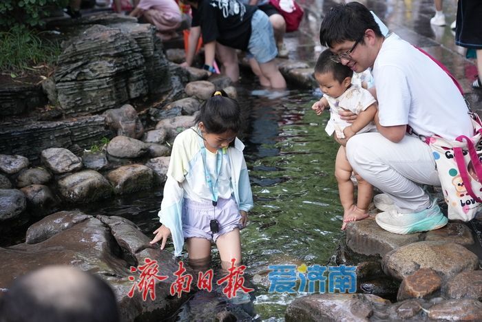泉城开启“蒸煮模式” 趵突泉畔亲泉戏水寻清凉