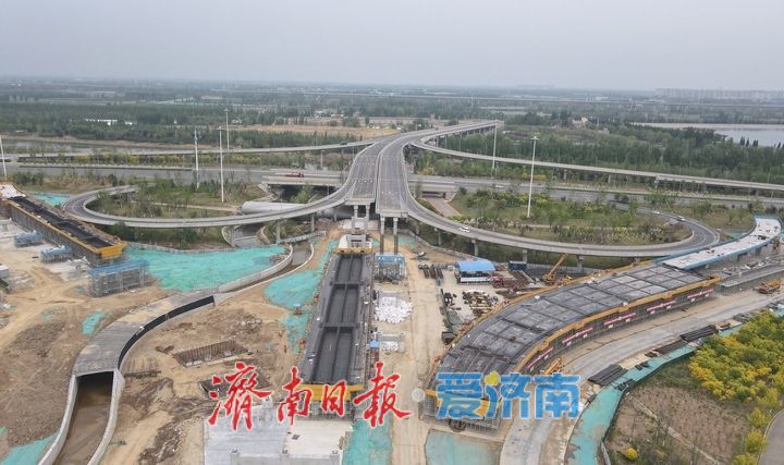 济南黄岗路穿黄隧道黄河北岸连接线建设稳步推进