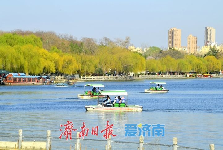 天朗气清春日美，半城湖色映泉城