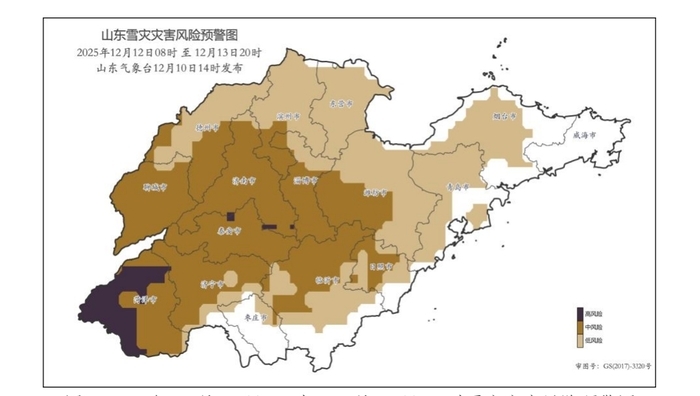 12日到13日山东中西部地区积雪明显，雪灾灾害风险较高