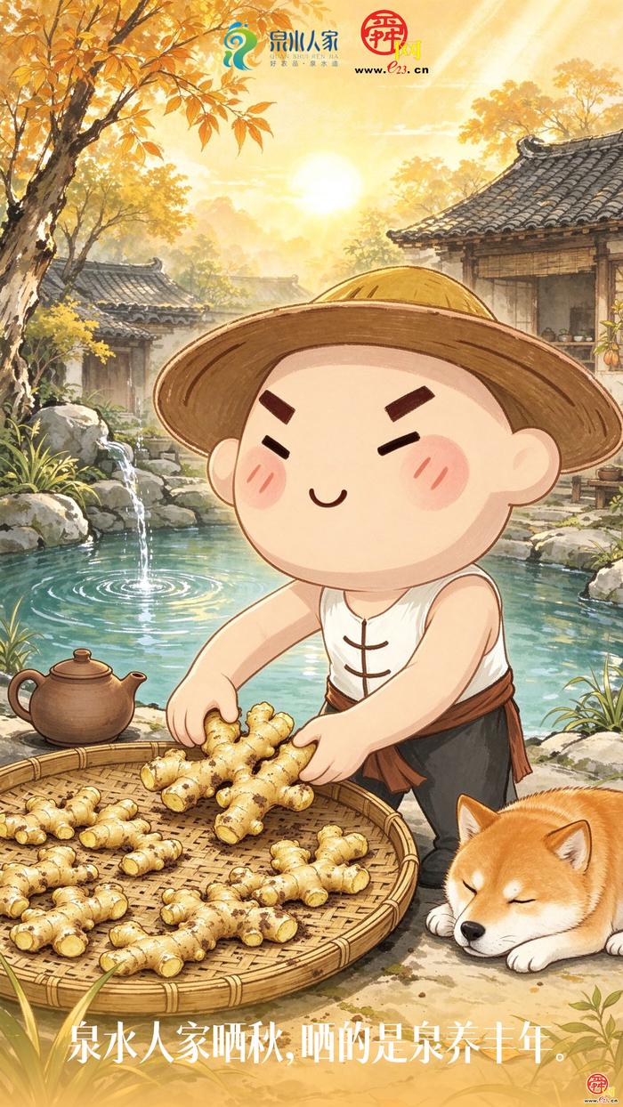 AI创意海报｜中秋，泉水人家晒了一院子的团圆