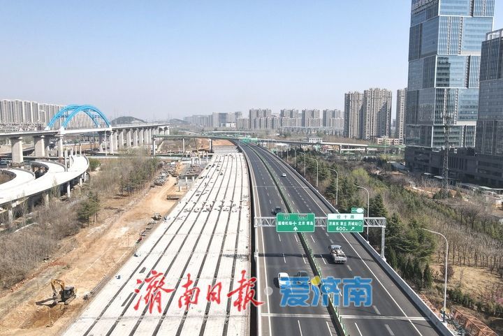 邢村立交新建西侧桥体即将上跨经十路