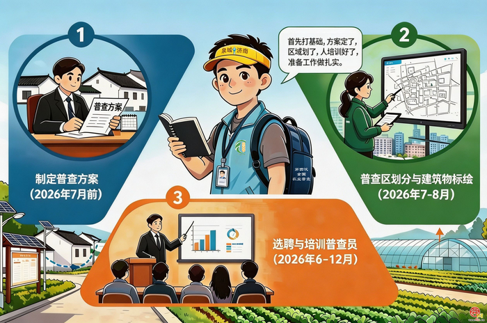 漫画《“济小普”话“四农普”》第4期：普查流程10步走，步步到位不遗漏！