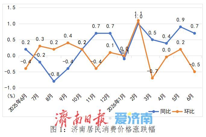 济南6月份居民消费价格同比上涨0.7%