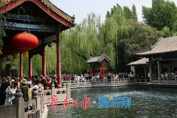 假期尾声 趵突泉清晨景致引游人打卡