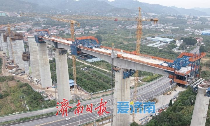 济枣高铁南部山区317省道高架段连续梁即将合龙