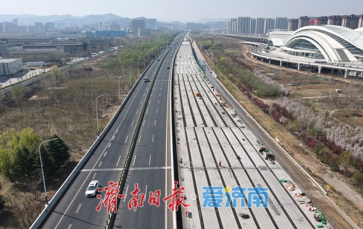 邢村立交新建西侧桥体即将上跨经十路