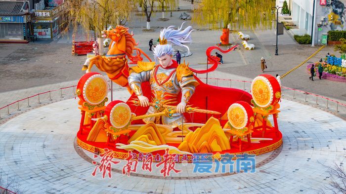 印象济南·泉世界“战甲神驹”花灯落成 燃情迎元旦