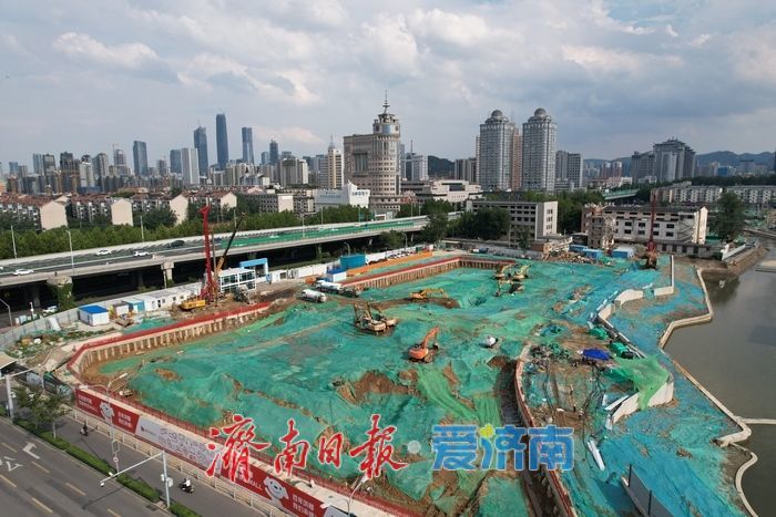 项目强省会｜济南都市圈首家京东MALL进入基坑土方施工，全福河景观提升工程雏形初现